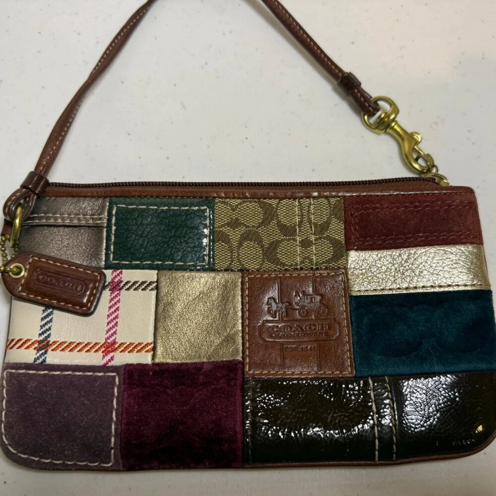Coach Patchwork Large Wristlet Clutch Zippered Po… - image 2